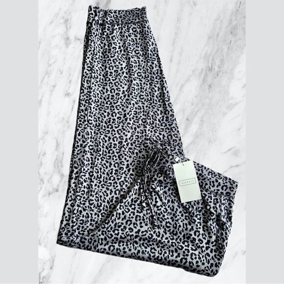NWT Gray & Black Leopard Print Relaxed Fit Drawstring Waist Jogger Casual Pants - Picture 7 of 10